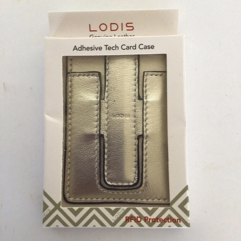 LODIS LEATHER ADHESIVE TECH CARD CASE NWT RFID